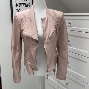 Blank NYC blush faux leather biker jacket, size M